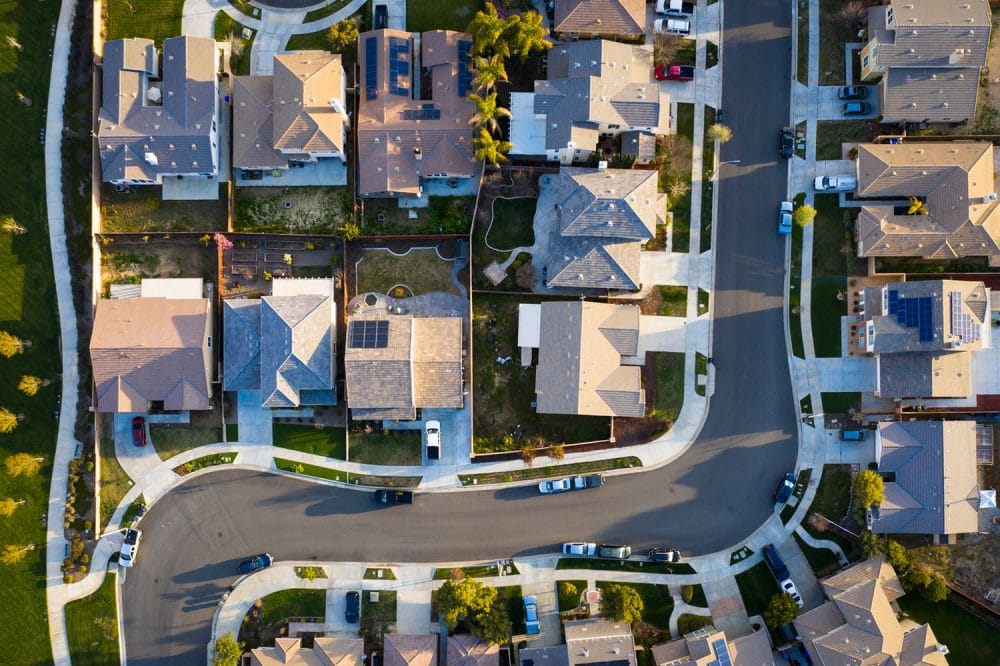 Ariel view of California Neighborhood