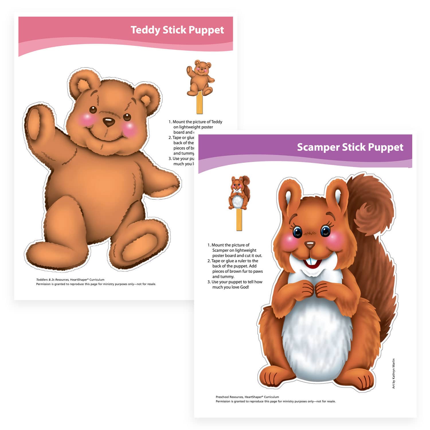 Downloadable Stick Puppet Template Sheets